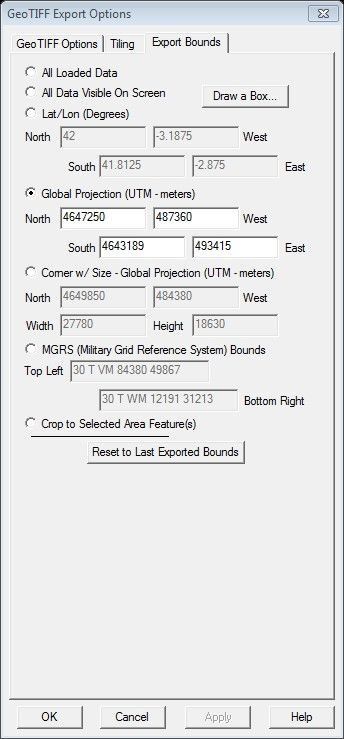 geotiff export options