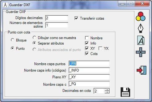 opciones exportar dxf