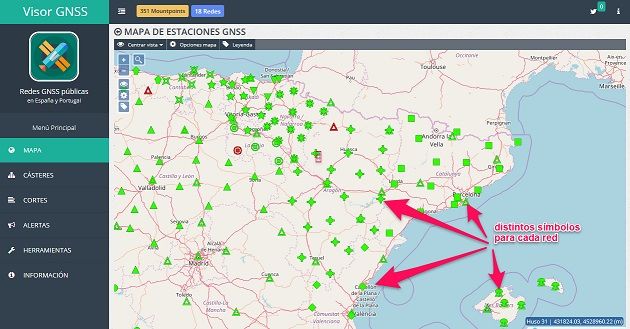 Visor de estaciones GNSS de españa